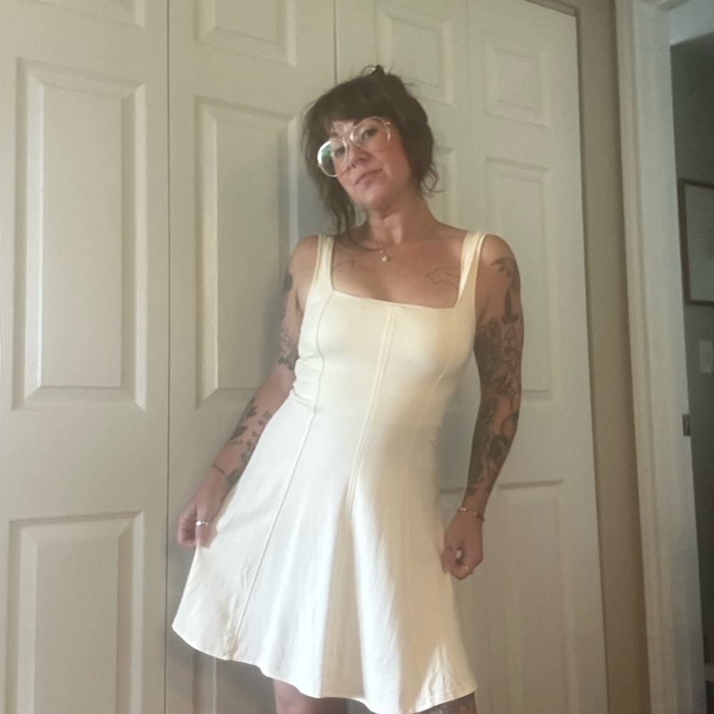 H&M Cream Sleeveless A-Line Dress